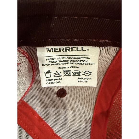 Merrell Mens Red Patch Adjustable SnapBack Trucker Hat Baseball Cap - Picture 8 of 8